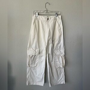 Urban Outfitters BDG Off White Cotton Cargo Pants Wide Leg Women's Size 2